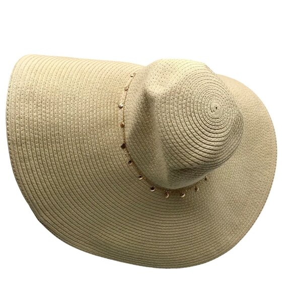 NWT I.N.C. International Concept Oversized Embellished Floppy Hat Seashells Trim I.N.C. International Concepts Natural Embellished Oversized  main image 2